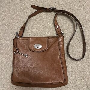 Vintage Fossil Marlow Leather Boho Crossbody Bag Chestnut Caramel Tan Bohemian